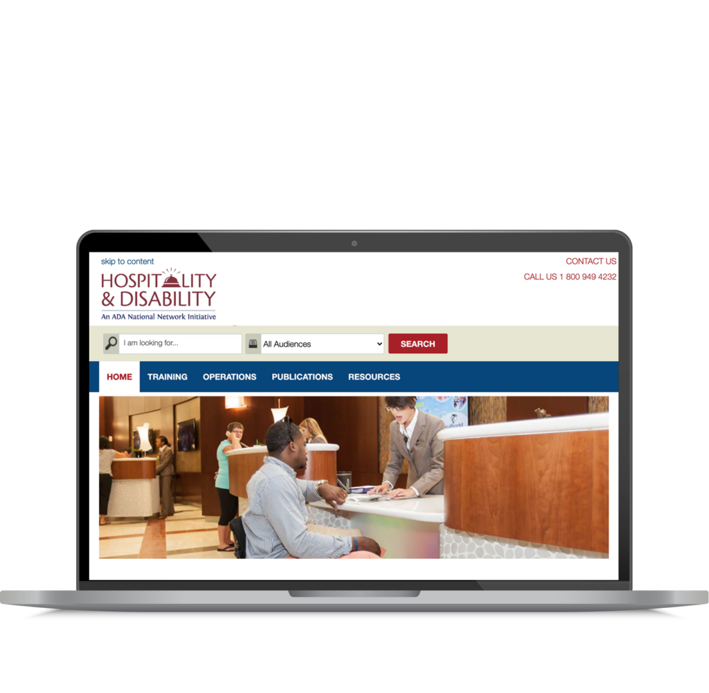 hospitality and disability website on a laptop screen