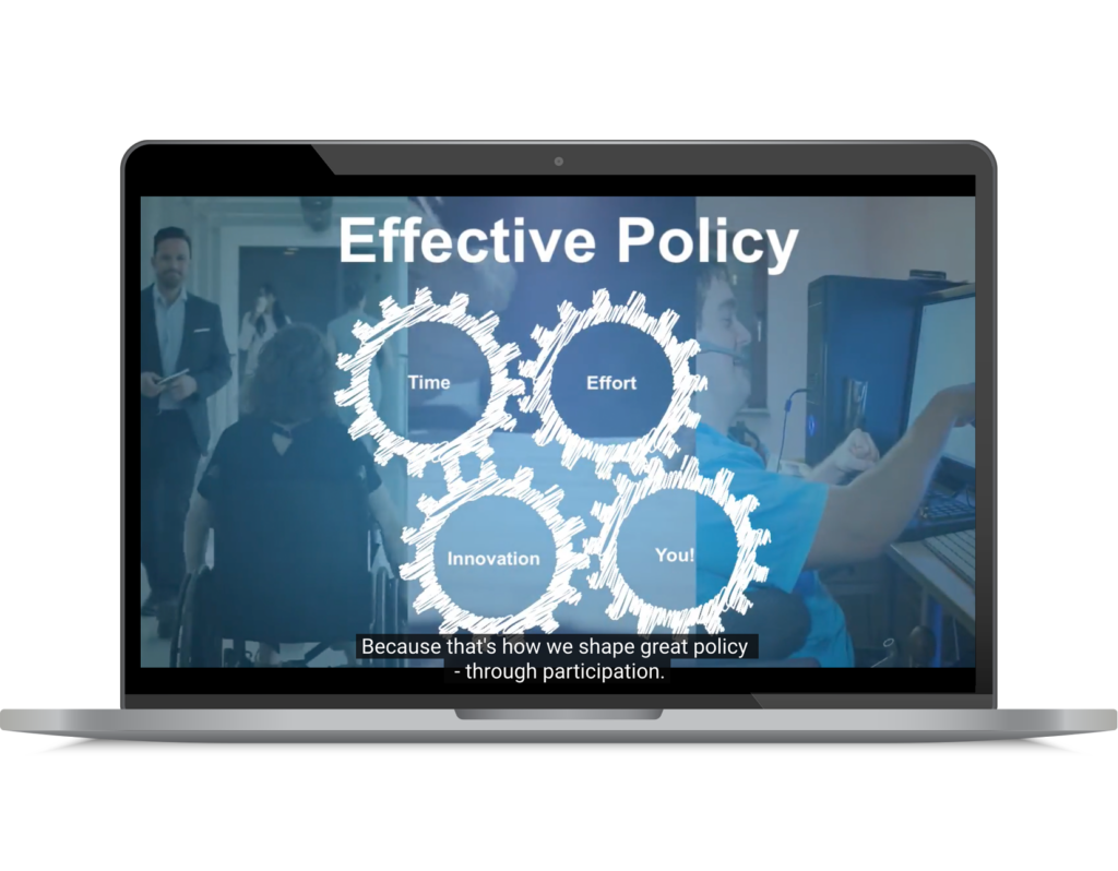 Introduction to ePolicyWorks video displaying on laptop monitor